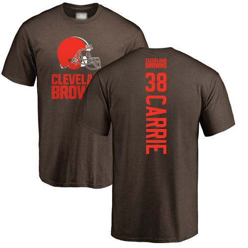 Men Cleveland Browns T J Carrie Brown Jersey #38 NFL Football Backer T Shirt